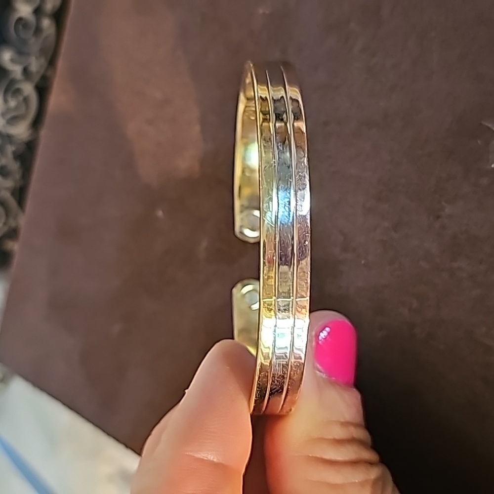 Vintage Unisex 2 Tone Gold Silver 24k Electroplated Cuff Bracelet LOT 574